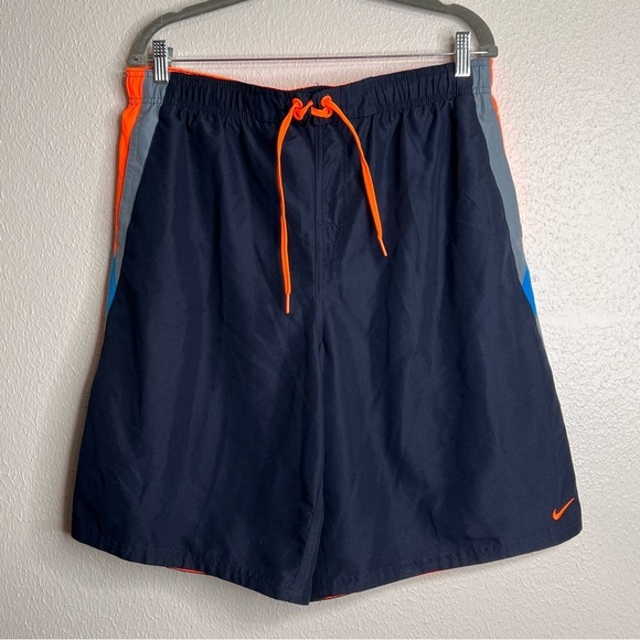 Nike Mens Swim Trunks Blue Orange Swoosh Logo Drawstring Beach Swimming Size XL - Picture 12 of 12